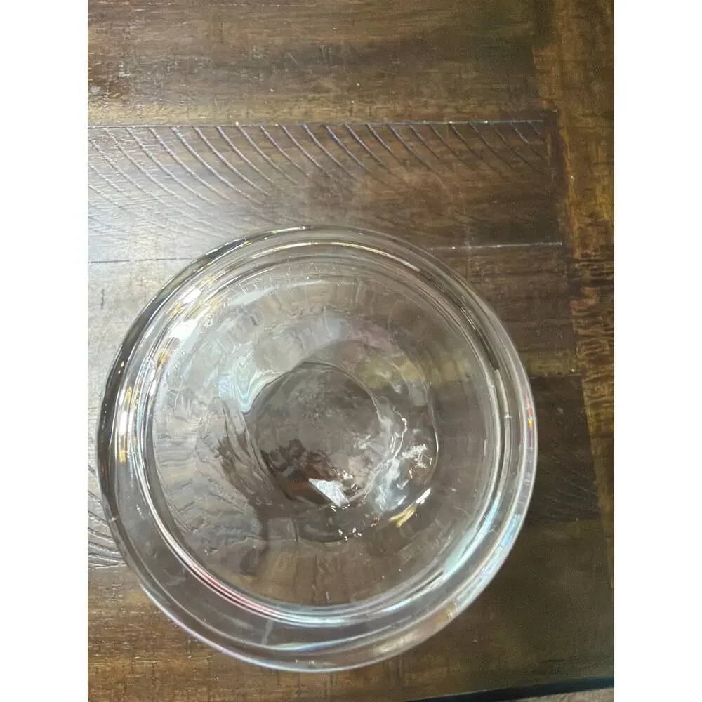 Vintage Clear Crystal Glass Large Covered Jar Diamond Point Lid Ball Finial